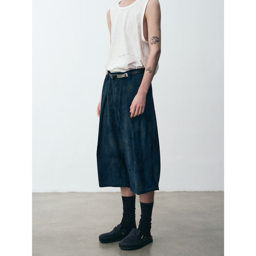 GRAINMUSTARD 「Rayon Capri Pants」人丝印花打褶垂感休闲七分裤