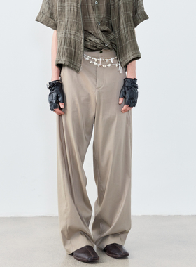 GRAINMUSTARD 斜裁吊裆休闲长裤复古宽松垂感百搭拖地裤
