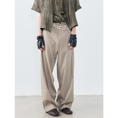 GRAINMUSTARD 斜裁吊裆休闲长裤复古宽松垂感百搭拖地裤