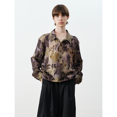 GRAINMUSTARD植物晕染翻领衬衫