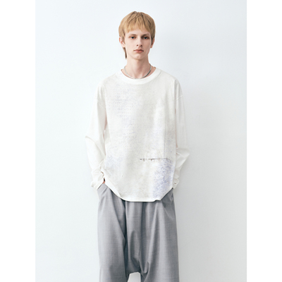 GRAINMUSTARD 「Printed T-shirt」 pima棉晕染印花圆领长袖T恤
