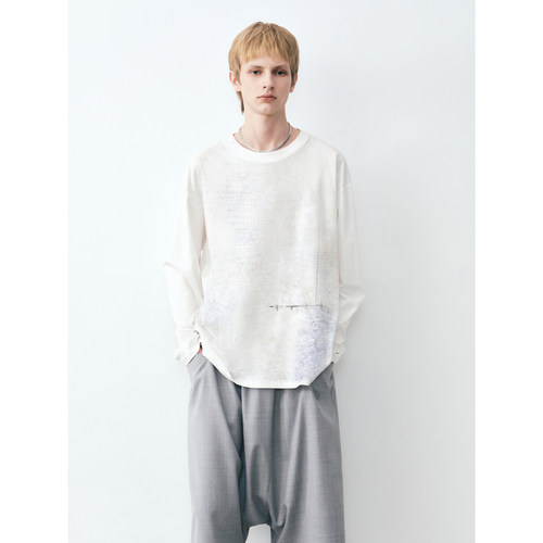 GRAINMUSTARD 「Printed T-shirt」 pima棉晕染印花圆领长袖T恤