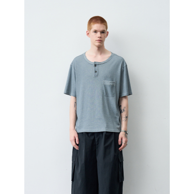GRAINMUSTARD 「Henley T-Shirt」 亨利领半开襟棉质贴袋短袖T恤