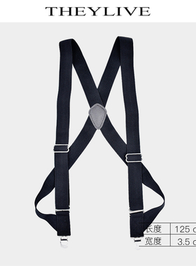 THEYLIVE 侧夹款男士背带 真皮配料 弹力背身 2夹鸭嘴扣 3.5cm宽