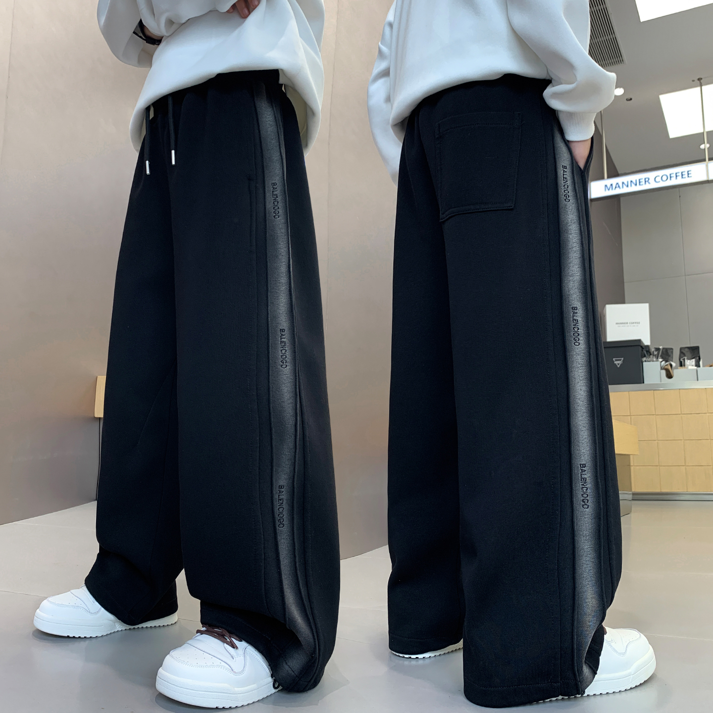 男童卫裤春秋款儿童运动裤2025新款中大童休闲直筒阔腿裤秋冬加绒