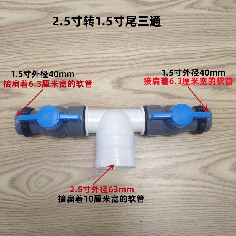 带开关2.5寸转1.5寸尾三通PVC