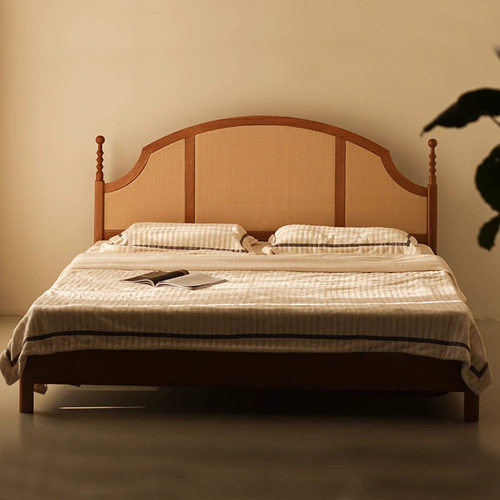 藤艺床1.5米1.8米实木卧室双人床