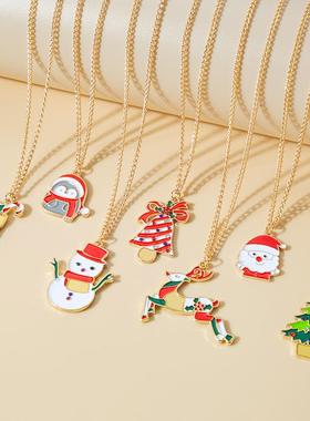 雪人卡通圣诞项链合金