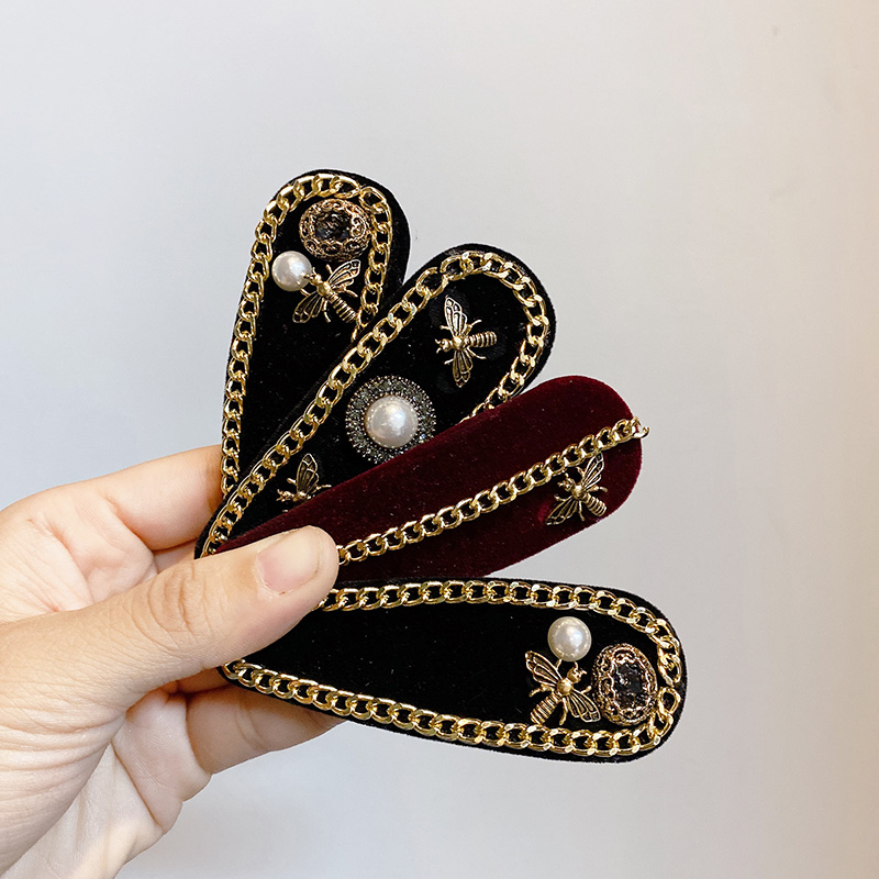 小香风权志龙丝绒百搭复古一字夹