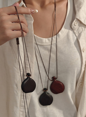 复古木质酒壶项链女设计感