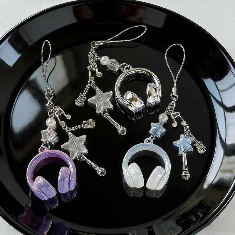 音乐耳机造型吊坠手机链个性背包挂件音符钥匙扣创意高颜值挂件女