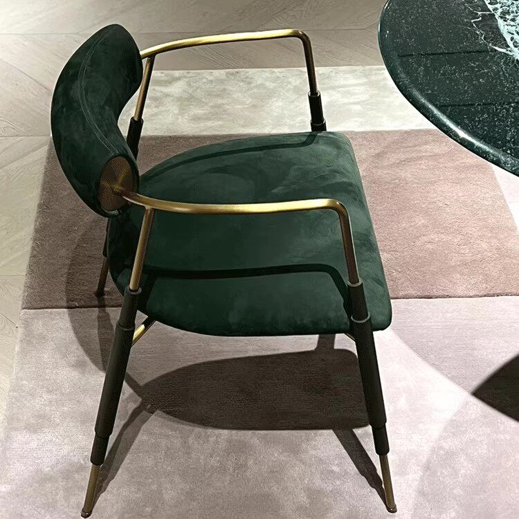 高级感布艺轻奢金属框架软包餐椅现代简约百搭靠背椅子家用餐厅椅