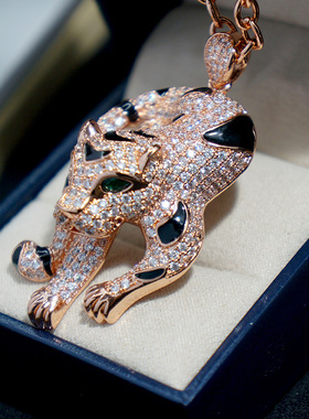 ins潮流型男毛衣链酷豹镶嵌锆石