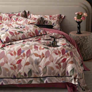 美式复古花卉全棉磨毛四件套秋冬季加厚保暖纯棉床单被套床上用品