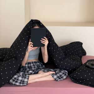 ins小波点裸睡天竺棉四件套