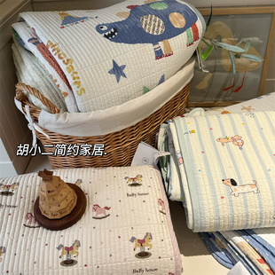 韩国大鹅双面全棉床盖150*200绗缝夹棉防滑床单1.5米单人纯棉床盖