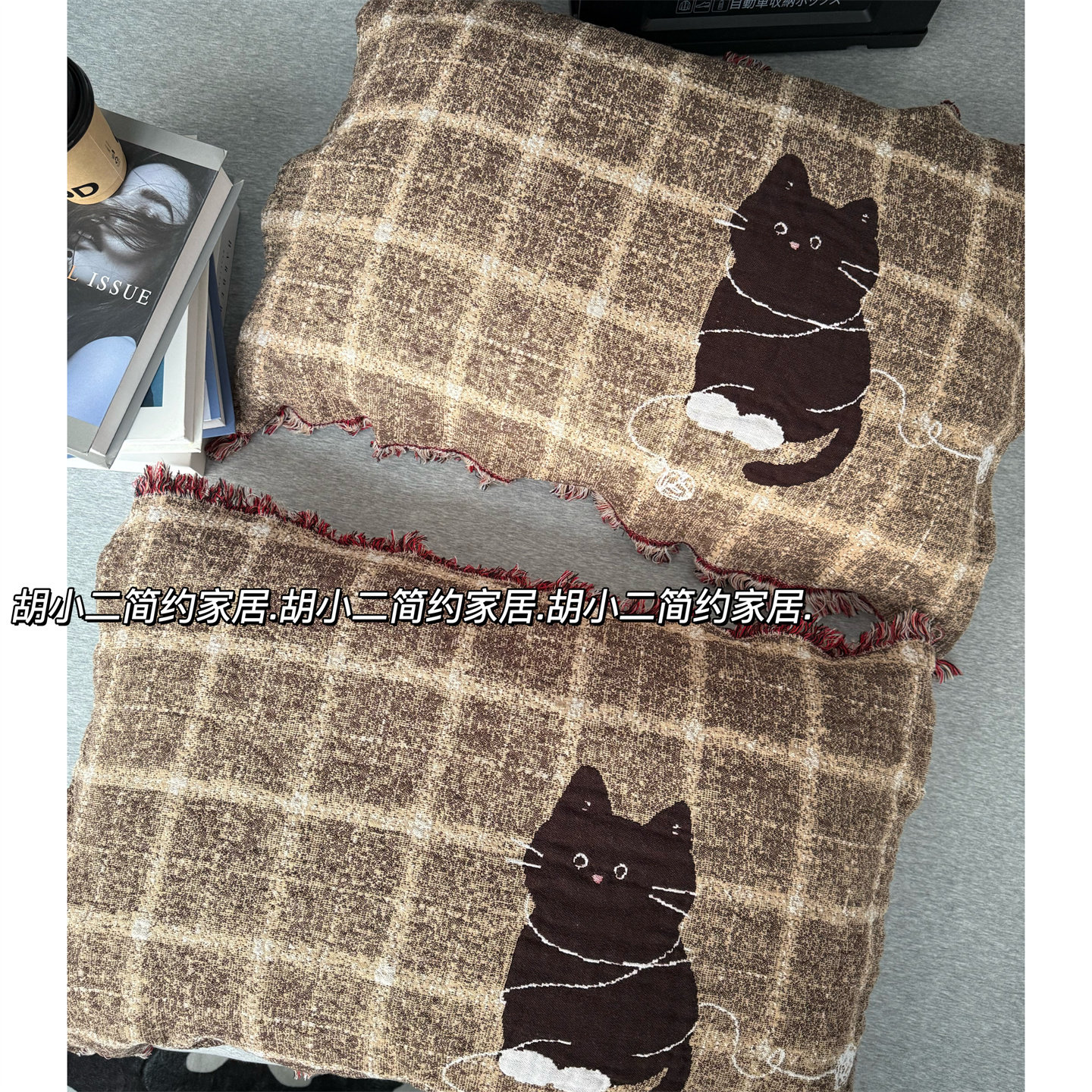 软萌可爱小猫咪全棉四层纱布枕巾