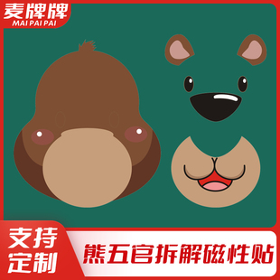 熊Zoom五官拆解图小学英语兔子拼图肢解图身体部位课堂展示磁教具