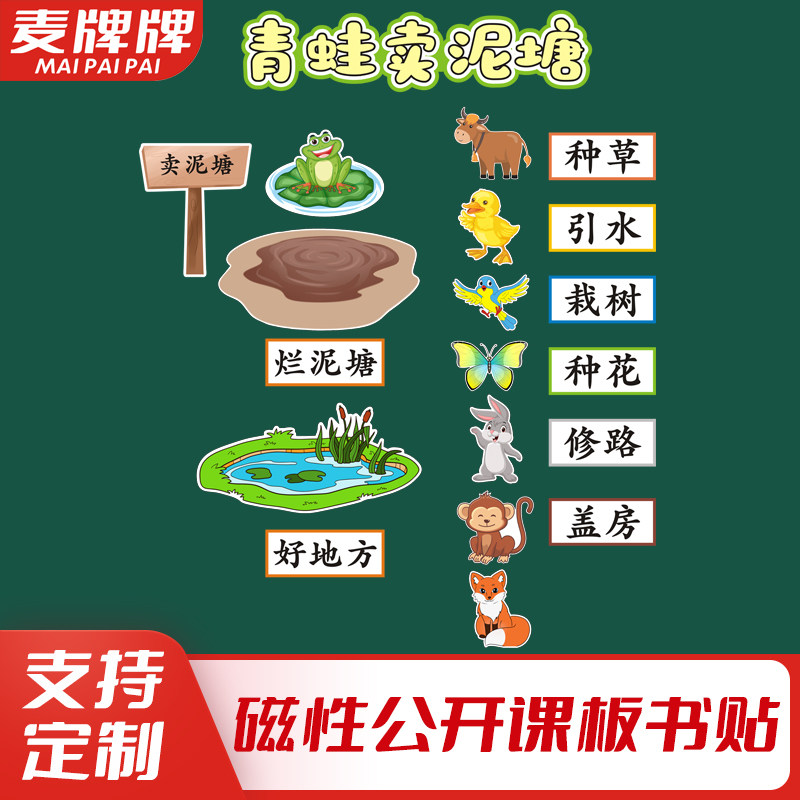 青蛙卖泥塘小学二年级语文下册老师公开课板书磁性贴黑板贴教具