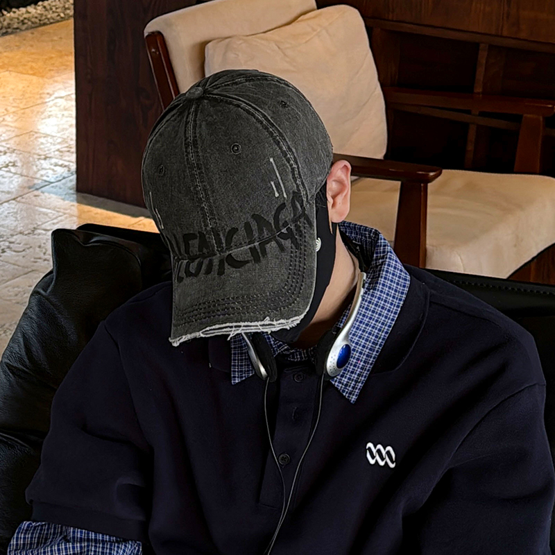 美式复古做旧棒球帽男女百搭显脸小鸭舌帽加深大头围水洗破洞帽子