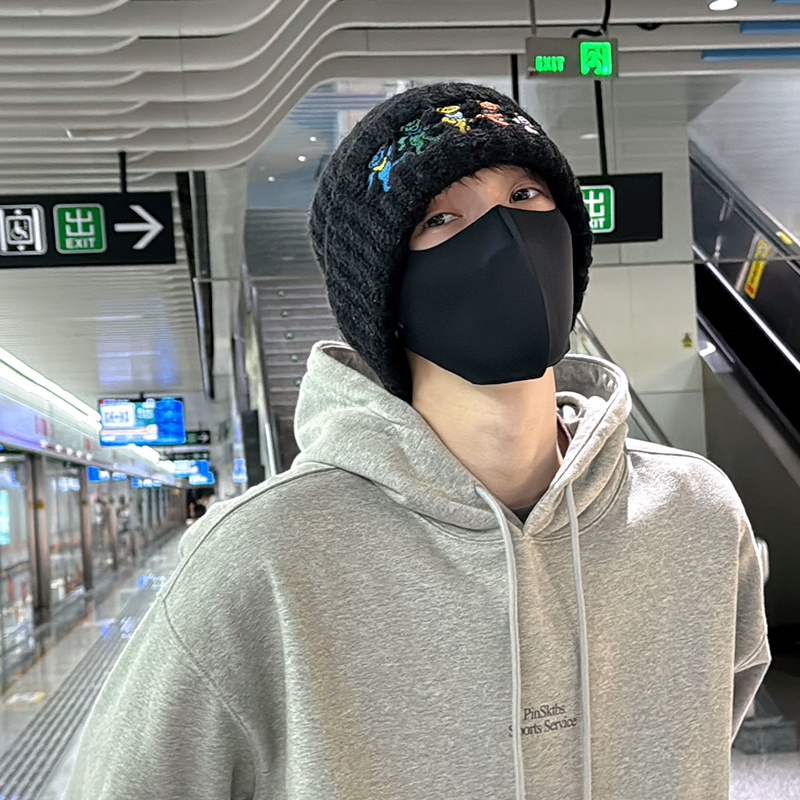 Jodhat秋冬季保暖毛线帽男韩系刺绣防寒显脸小冷帽大头围针织帽女