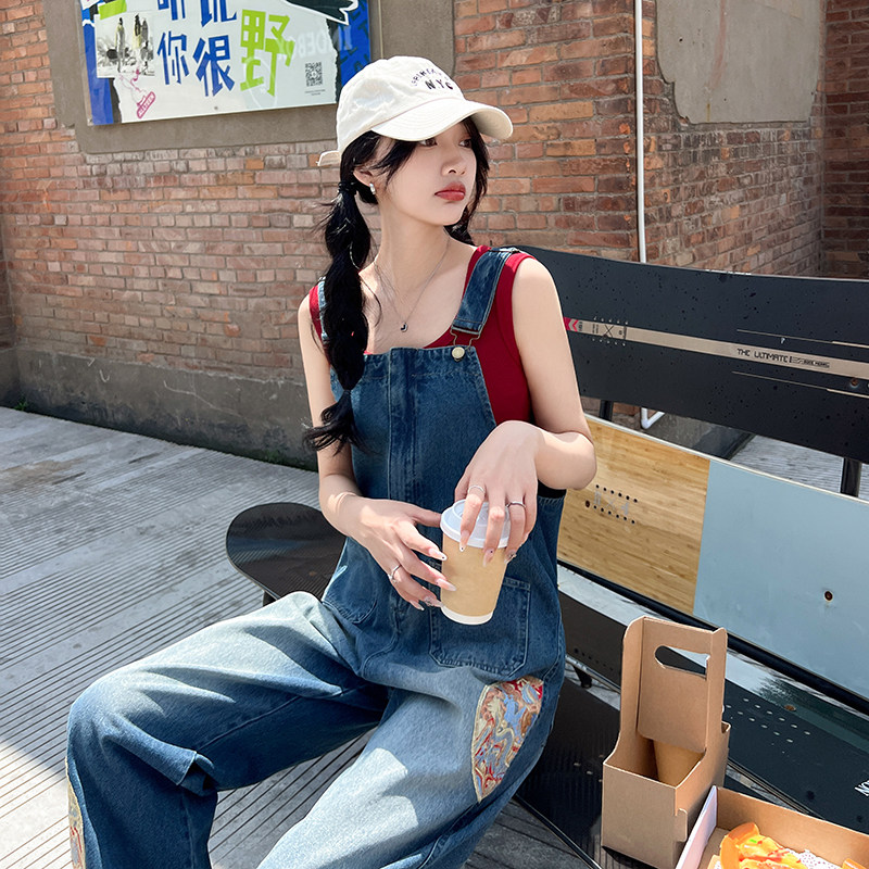 现货新款风刺绣牛仔背带裤062档口2669背带裤P115K178,女装连体裤,素依格格