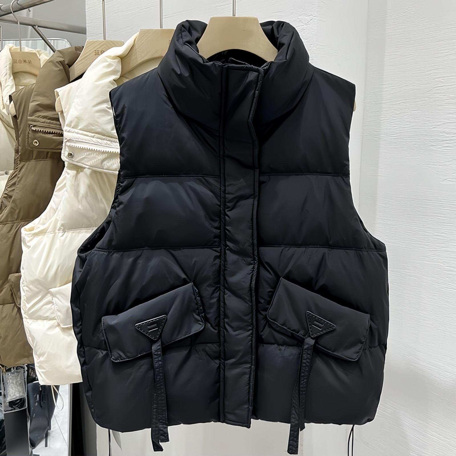 大码羽绒棉马甲外套女春季2025新款短款外穿加厚立领无袖马夹背心