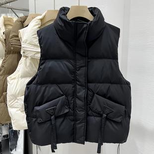 外穿加厚立领无袖 大码 短款 2025新款 马夹背心 羽绒棉马甲外套女春季