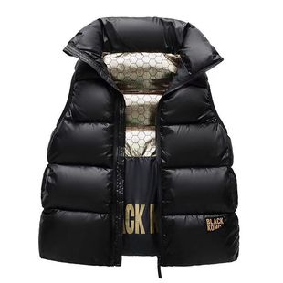 外穿洋气背心坎肩亮面马夹外套 秋冬季 黑金羽绒棉马甲女款 2025新款