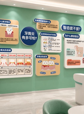 口腔诊所墙面装饰画牙科医院洁牙步骤文化墙贴门诊室宣传广告海报