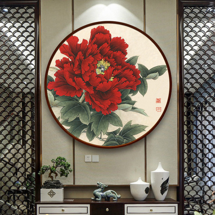 2023新款手工点钻石画餐厅玄关牡丹花圆形满钻粘钻贴钻线绣十字绣,居家布艺,十字绣套件,淘宝优惠券,粉丝福利购,淘宝优惠卷