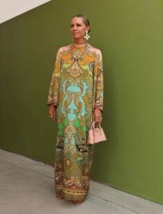 澳洲小众真丝缎复古印花系带收腰长袖连衣裙2025新款度假休闲长裙