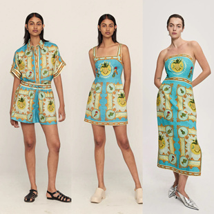 澳洲小众亚麻金黄菠萝印花时尚套装2025夏季新款百搭度假连衣裙女