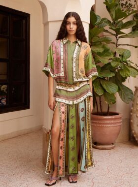 澳洲小众人丝康蒂娜印花衬衫+半裙套装2026新款度假休闲两件套女