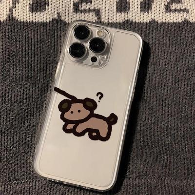 牵绳小狗适用苹果16手机壳iphone17新款15promax套14pro镜头15全包13por的plus硅胶11个性潮x外壳12pm软壳xr