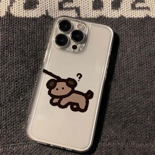 牵绳小狗适用苹果16手机壳iphone17新款15promax套14pro镜头15全包13por的plus硅胶11个性潮x外壳12pm软壳xr
