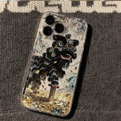 16e 15pro 14plus iPhone17国潮金币醒狮透明手机壳卡通风防摔保护套适用苹果17 13迷你12mini 11promax外壳