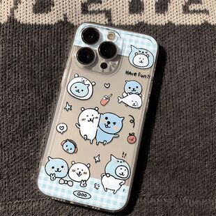 11全包防摔xr 8plus保护套女 max软壳6s 12promax 13mini 苹果16 自嘲小熊适用iPhone17手机壳新款