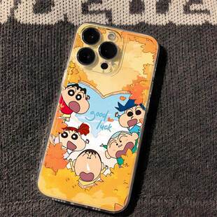 枫叶蜡笔小新适用苹果17手机壳iphone16新款 plus硅胶11女xs新年12pm软壳xr 15promax套14pro镜头15全包13por