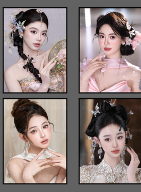 美妆培训工作室新娘妆造挂画新中式古风装饰画影楼婚纱店墙面壁画