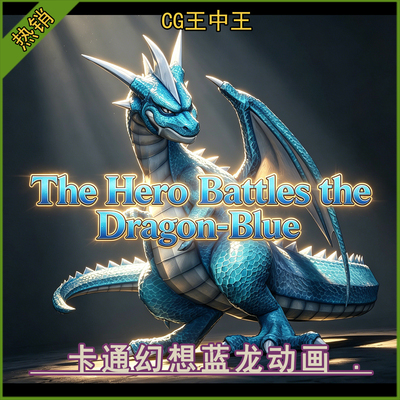 ue5虚幻5.4-5.7+卡通风格化手绘幻想蓝龙恶龙带动画游戏3d素材