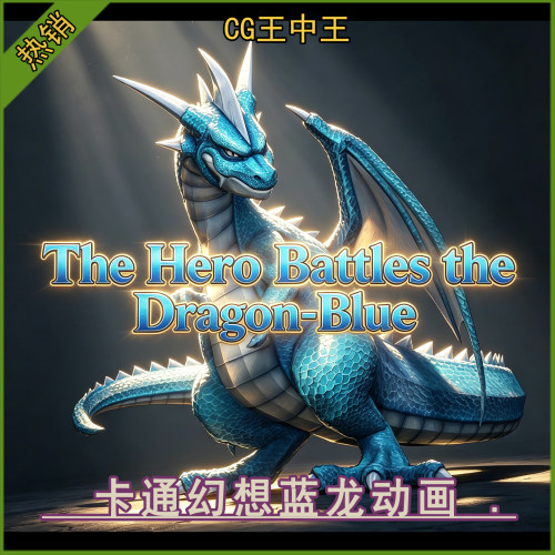 ue5虚幻5.4-5.7+卡通风格化手绘幻想蓝龙恶龙带动画游戏3d素材