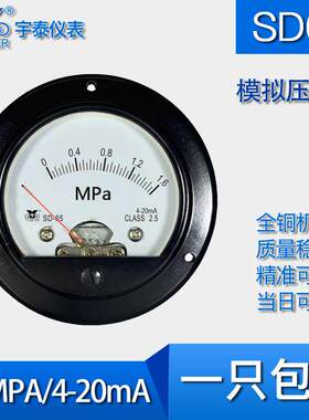 SD65 1.6MPA/4-20mA输入模拟压力表指针式仪表DC安装开孔尺寸65mm