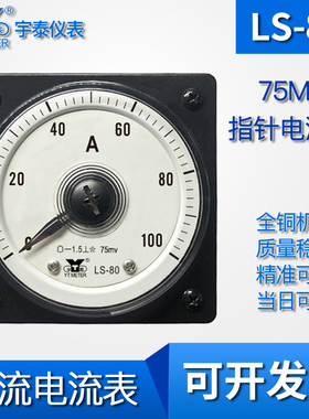 LS-80 75mV输入直流电流表50a/150a/750a船用广角度240度指针dc