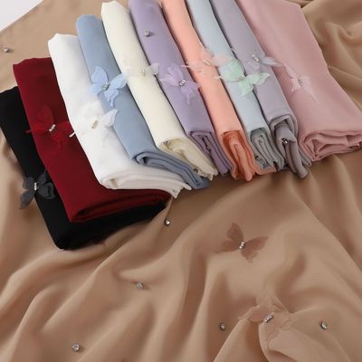 butterfly chiffon scarf rhinestone shawl雪纺点钻蝴蝶钉钻长巾