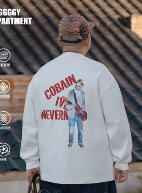 BAGGGGY廓形复古质感面料单缝线Vintage致敬人物长袖T140-250斤