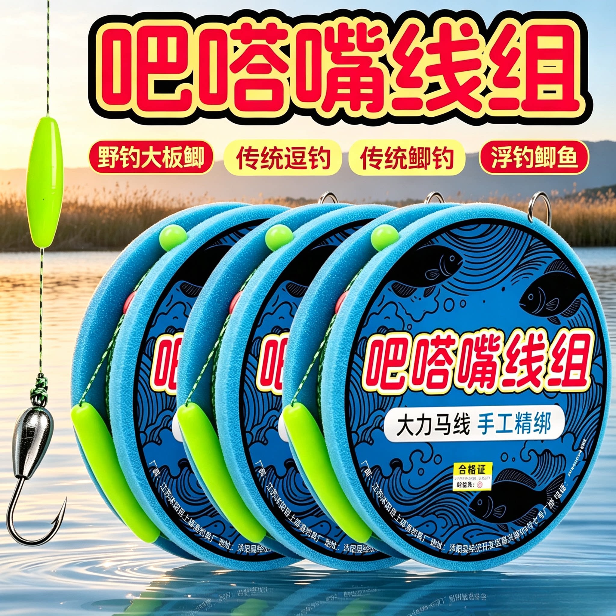 吧嗒嘴线组逗钓草洞野钓大板鲫传统钓成品主线PE大力马手绑朝天钩