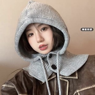 法拉帽女韩国巴拉克拉法帽子女冬季保暖帽子围巾一体护耳毛线帽