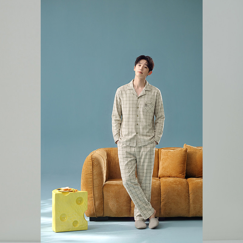 佳洁儿65026秋季男士印格丝光纯棉家居服套装