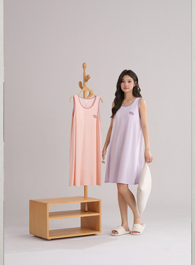 雅巧22514夏季女士纯色冰爽棉背心睡裙